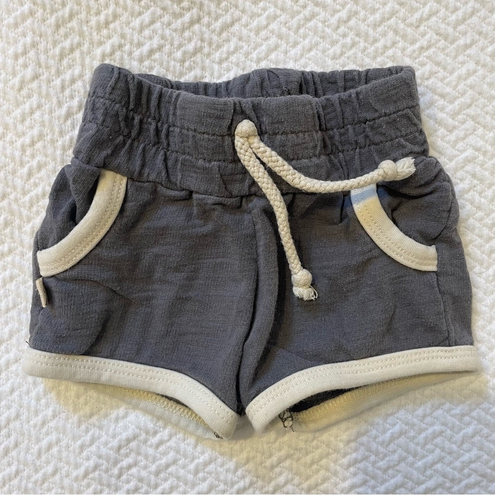 Childhoods clothing, retro shorts Gray with Cream Trim